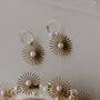 Gold Plated Sunburst And Pearl Hoop Bridal Earrings, thumbnail 2 of 6