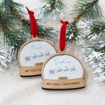 My First Christmas Snow Globe Style Personalised Bauble, 2 of 6