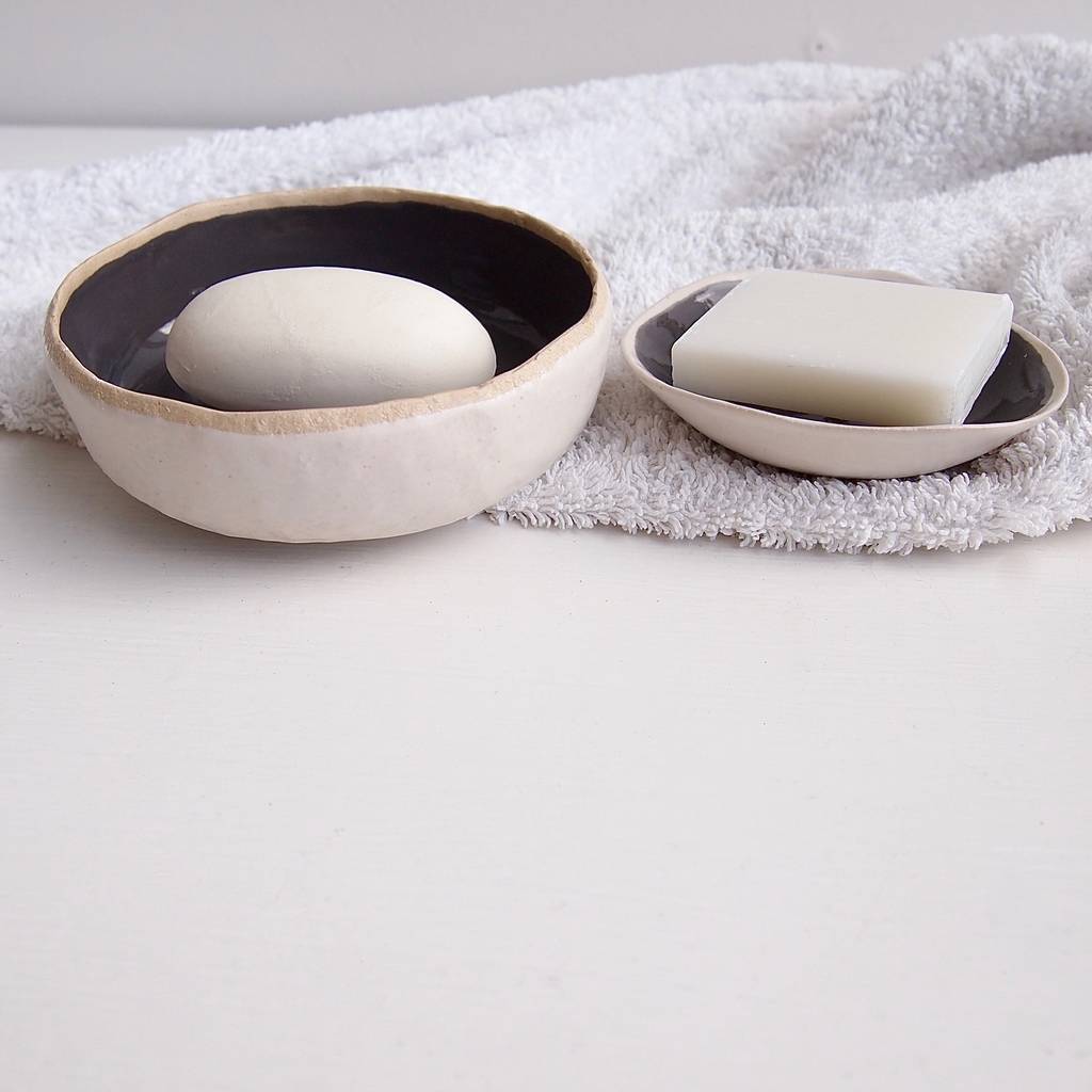 Handmade Grey Gloss Ceramic Soap Dish, 1 of 11
