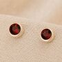 Gold Plated Sterling Silver January Garnet Birthstone Stud Earrings, thumbnail 1 of 5