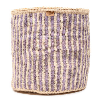 Umeme: Lavender Pinstripe Woven Storage Basket, 5 of 9
