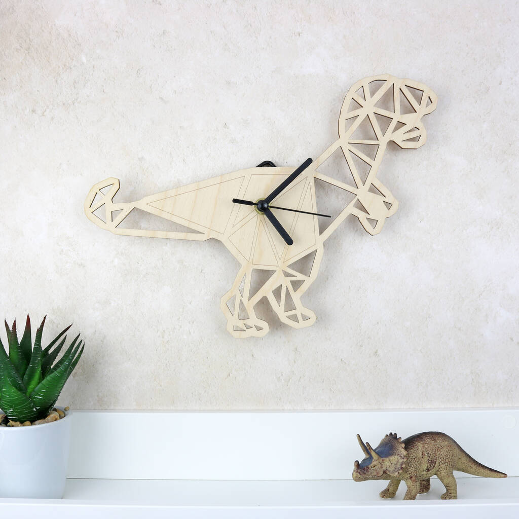 T Rex Geometric Dinosaur Wall Clock, 1 of 2