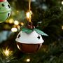 Christmas Pudding Hanging Bell Decoration, thumbnail 2 of 4