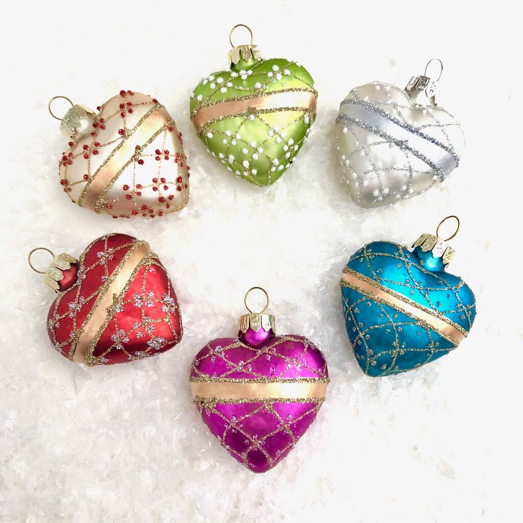 Set Of Glass Heart Baubles By Pink Pineapple Home & Gifts ...