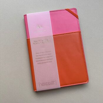 Vegan Leather Pocket Journal Pink And Chilli, 6 of 6