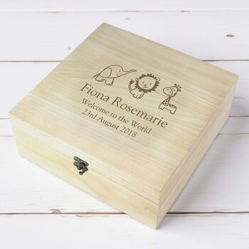 Personalised Hessian Friends Large Wooden Keepsake Box, 3 of 5