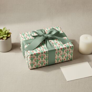Vibrant Cactus Flower Wrapping Paper – Perfect For Teen Birthdays, 3 of 7