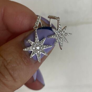 Sterling Silver Dangly North Star Earrings, 2 of 12