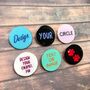 Personalised Pick Your Text/Shape Circle Enamel Pin, thumbnail 1 of 8