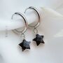 Black Onyx Star Hoop Earrings, thumbnail 1 of 10