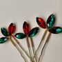 Christmas Red And Green Crystal Hair Pin Set Of Three, thumbnail 8 of 12