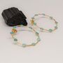Turquoise Gold Hoop Earrings, thumbnail 3 of 7
