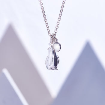 Penguin And Pebble Personalised Silver Necklace, 5 of 9