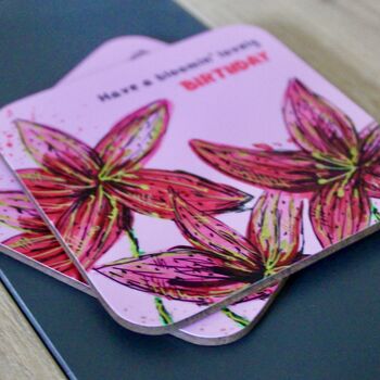 Pink Lily Pink Birthday Coaster, 2 of 4