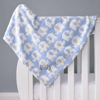 Personalised Blue Fluffy Elephant Blanket, 2 of 7