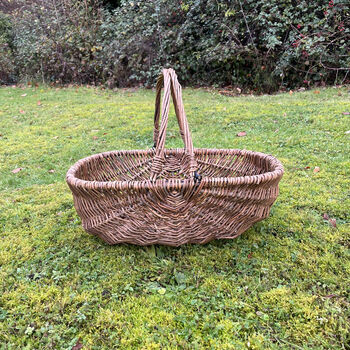 Set Of Two Large Willow Wicker Garden Trug Baskets, 6 of 8