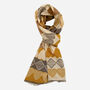 Love Heart Winter Scarf In Mustard Yellow And Greys, thumbnail 3 of 6