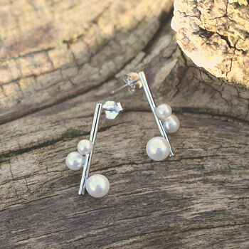 Silver Pearl Bead Stud Earrings, 5 of 5