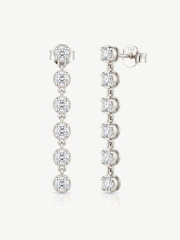 Moissanite Gold Or Silver Drop Tennis Earrings, 7 of 9