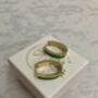 Gold Plated Green Colour Block Hoop Earrings, thumbnail 1 of 3