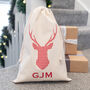 Personalised Red Gingham Stag Christmas Sack, thumbnail 1 of 2