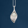 Molten Sterling Silver Lily Pearl Necklace, thumbnail 1 of 12