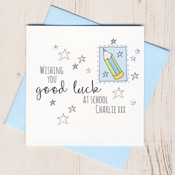 Personalised Pencil Good Luck At School Card, 2 of 2