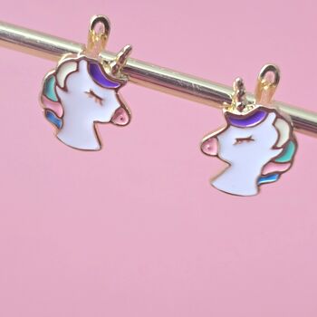 Unicorn Enamel Earrings, 4 of 4