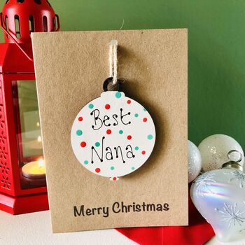 Personalised Nana Christmas Card Bauble Decoration, 2 of 3