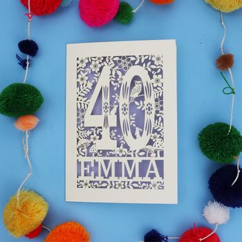 Personalised 40th Birthday Card Papercut Woodland Design, 6 of 12