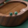 Natural Malachite Stone Stud Earrings Sterling Silver, thumbnail 4 of 12