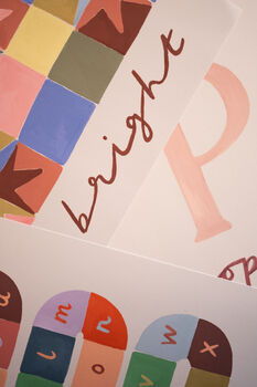 Personalised Illustrated Letter Print With Striped Border, 9 of 10