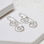Sterling Silver Spiral S Dangly Earrings, thumbnail 3 of 5