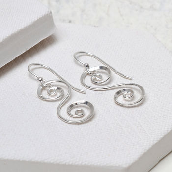 Sterling Silver Spiral S Dangly Earrings, 3 of 5