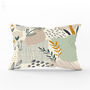 Green And Orange Abstract Ivory Cushion, Modern Mid Century Design, thumbnail 3 of 8