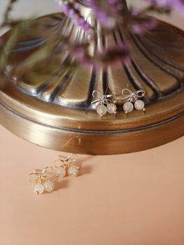 Bow Double Gold Rutilated Quartz Earrings, 8 of 10