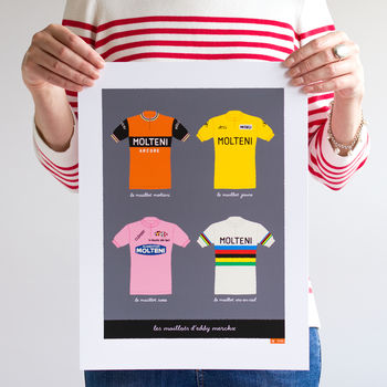 Eddy Merckx Jerseys, Cycling Art Print, 2 of 4