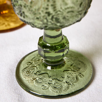 Set Of Four Green Paisley Wine Goblets, 4 of 6