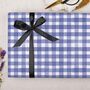 Three Sheets Of Dark Blue Gingham Wrapping Paper, thumbnail 2 of 2