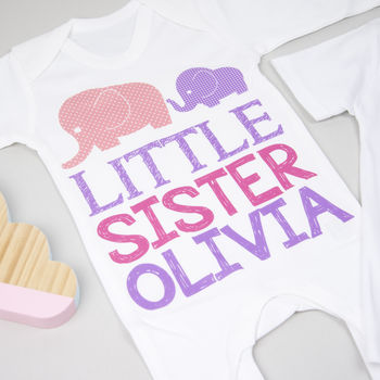 Personalised Elephant Big And Little Sister Sibling Set, 8 of 8