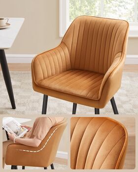 Dining Chair Velvet Armchair With Armrests, 5 of 9