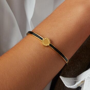 Oval Clasp Enamel Bangle Gold, 4 of 6