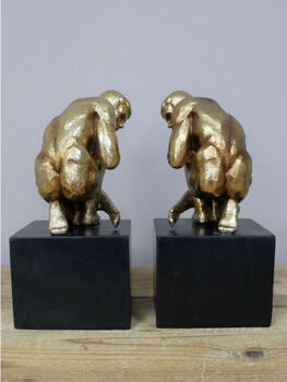 Black And Gold Adonis Bookends – Naked Man Retro Style, 4 of 5