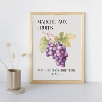 French Fruit Market Art Print Poster, France, Fruit, Grape, Hand Drawn, 4 of 4