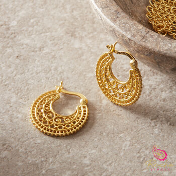 Filigree Gold And Silver Boho Style Hoop Earrings, 10 of 11