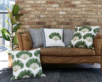Nicobar All Over Palm Pattern Cushion Cover In Green, 3 of 4