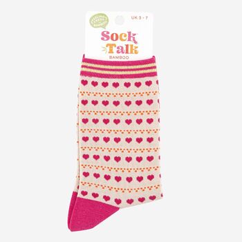 Women's Love Heart Dot Print Bamboo Socks, 4 of 4