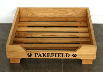 Engraved Oak Dog Bed With Bespoke Sizes, 3 of 12