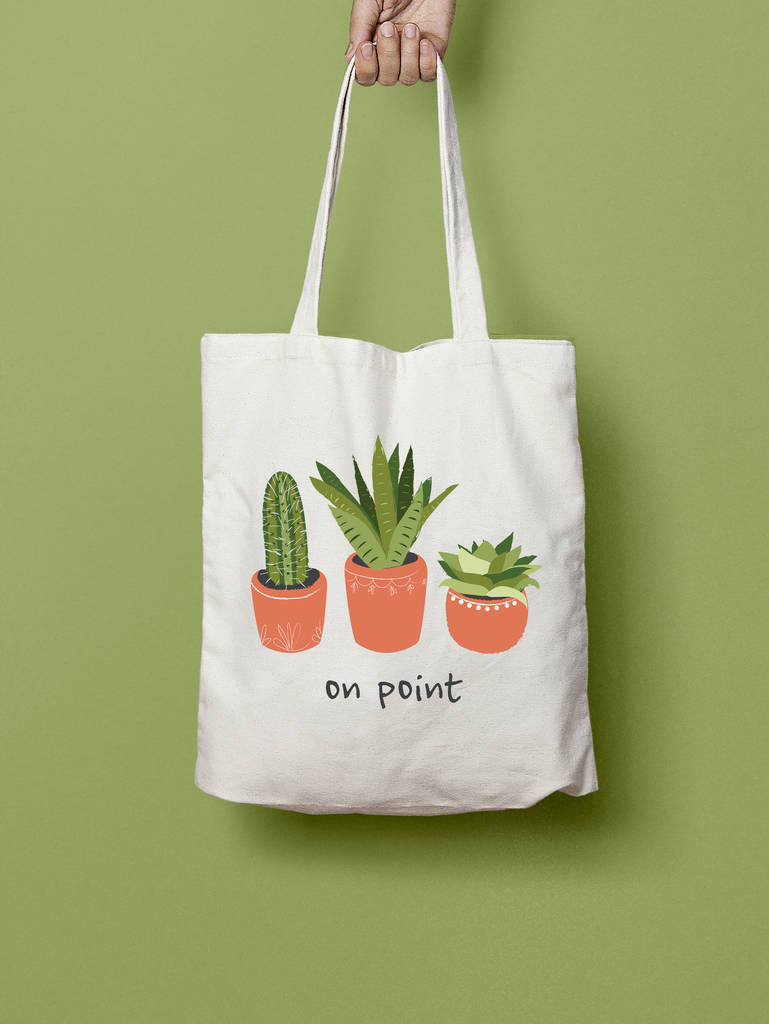 on point cactus succulent tote bag by stephanie b designs ...
