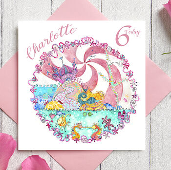 Personalised Mermaid Birthday Card, 3 of 4